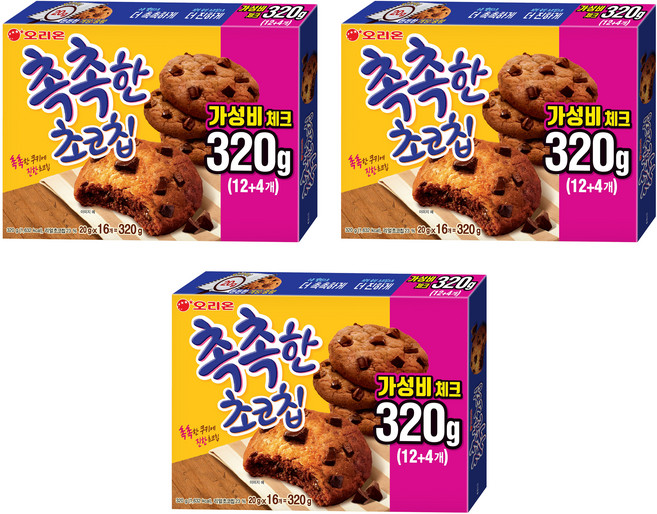 촉촉한초코칩, 320g, 3개