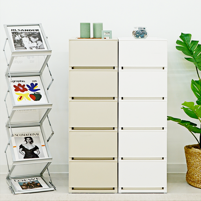 엠비코 국내 제조 모던 슬림 서랍장, 베이지, 5단
