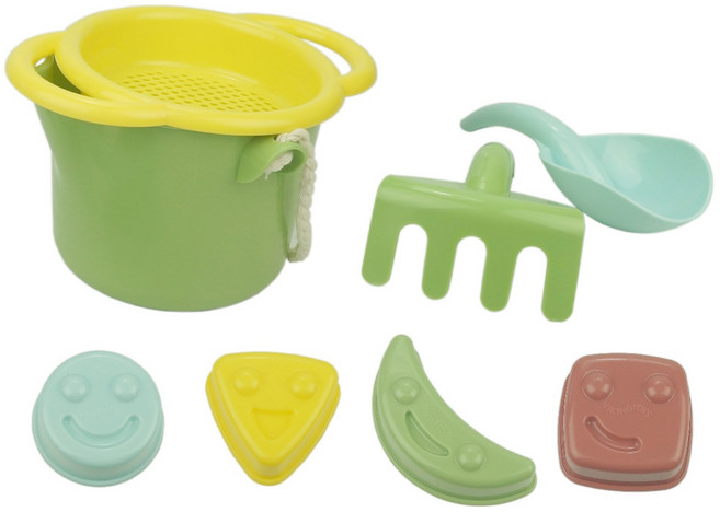 VIKINGTOYS 夏日沙灘玩沙工具組 快樂微笑, 莫蘭迪色系, 1組