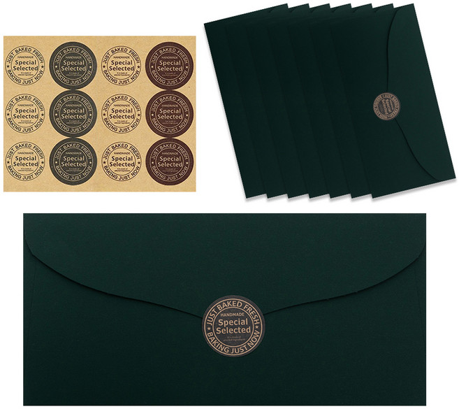 프리미엄 소프트벨벳 용돈봉투 8p + 스티커 4종 x 3p 세트, 딥그린, 1세트