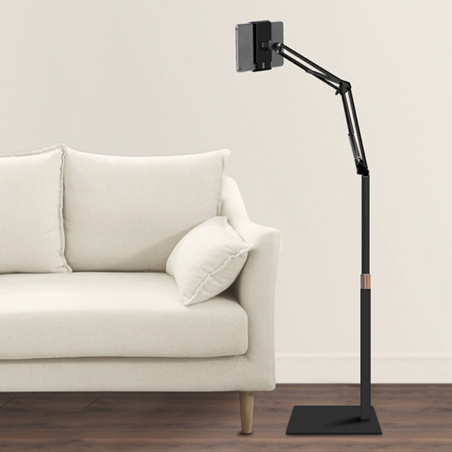 홈플래닛 탄소강 높이조절 스마트폰 태블릿 자바라 거치대 스탠드 1.7m, 블랙, 1개