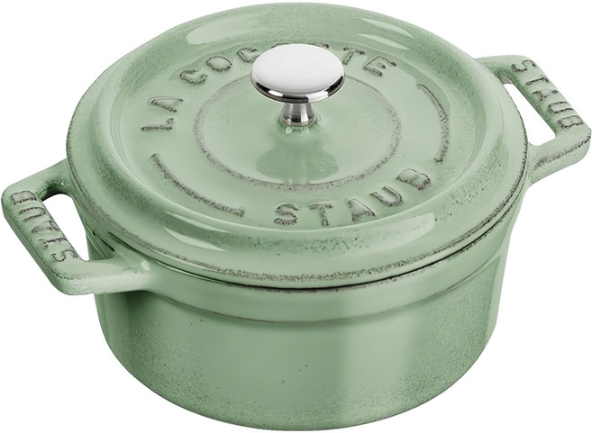 staub 圓型琺瑯鑄鐵鍋, 10cm, 鼠尾草綠, 1個