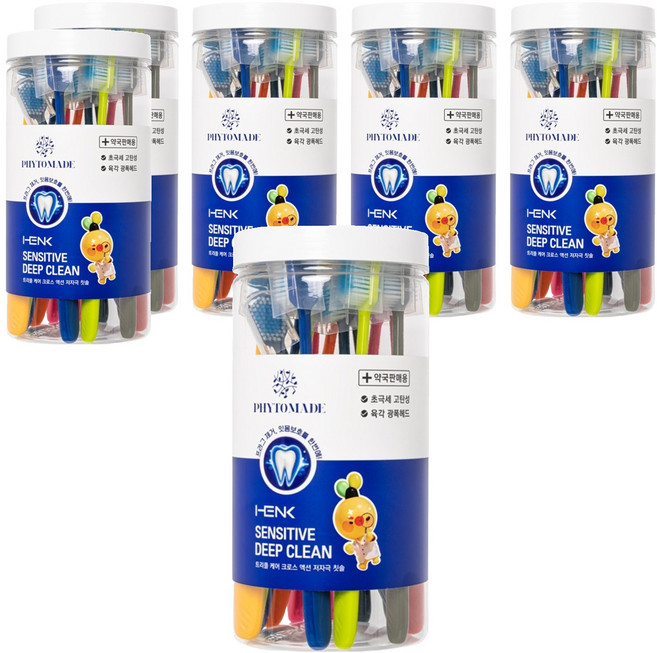 헨크 파이토메이드 센서티브 딥클린 트리플 케어 크로스 액션 저자극 칫솔, 6세트, 16개입