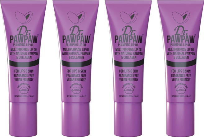 Dr.PAWPAW 台灣公司貨 豐潤唇部精華油(英國木瓜霜 護唇膏), 透明色/果香, 8ml, 4個