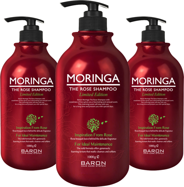 바론 모링가 더 로즈 샴푸, 1kg, 3개