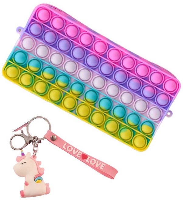 달모아 뽁뽁이 말랑이 푸쉬팝 필통 케이스 대형 B, 혼합색상, 1개