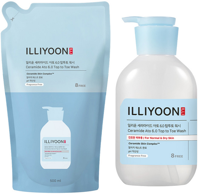 일리윤 세라마이드 아토 6.0 탑투토 바디워시 무향 + 리필, 1개, 500ml