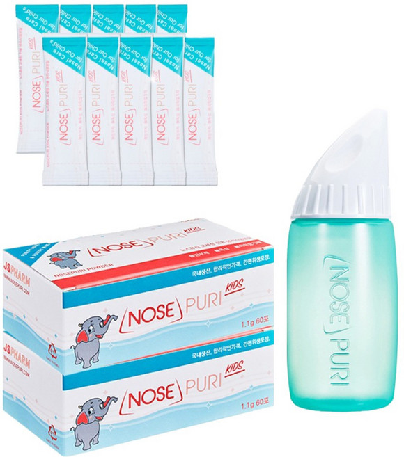 노즈퓨리 어린이 코세척기 + 세정용 분말 130p, 1세트