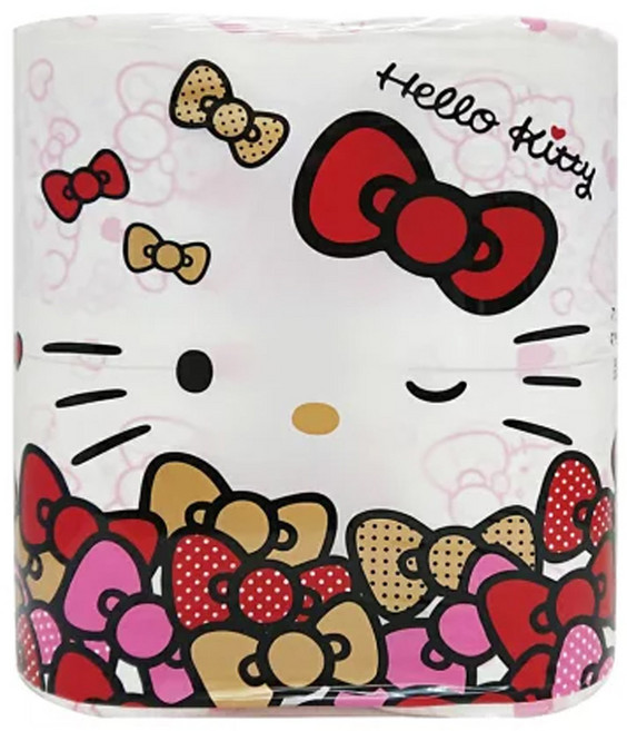Hello Kitty 凱蒂貓 印花滾筒雙層原木紙漿衛生紙, 30m, 4捲, 1袋