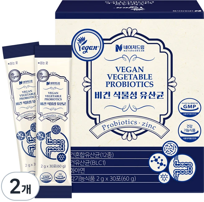 네이처드림 비건 식물성 유산균 30p, 60g, 2개 - 쿠팡