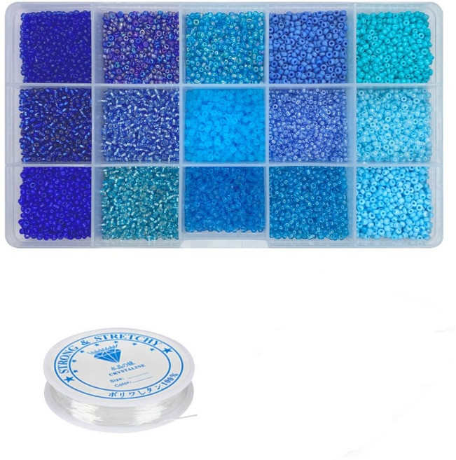 리니팜 15칸 시드비즈 3mm 세트, 블루, 1세트