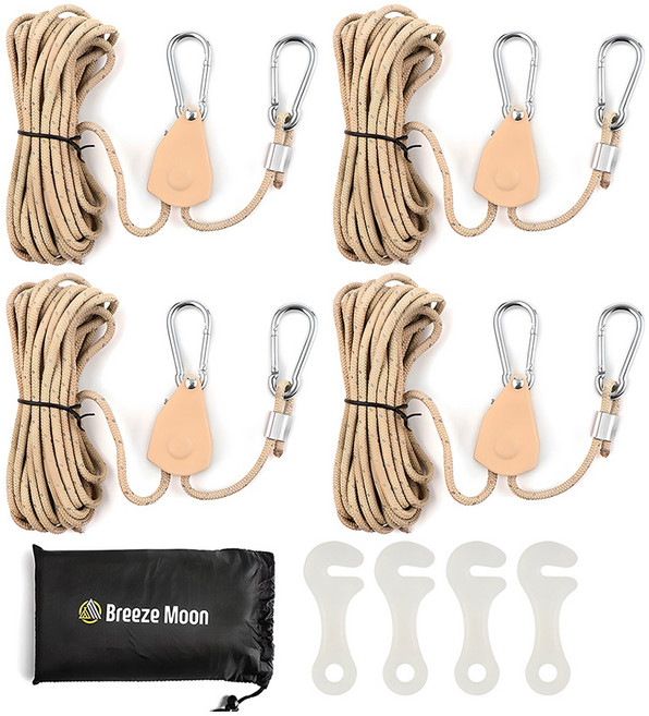 브리즈문 로프라쳇 4p + 스트링 4p + 야광후크 4p +보관 파우치 세트, 탄베이지