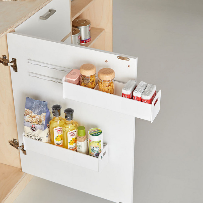 이지모아 부착형 슬라이딩 틈새 수납 서랍 정리함, 화이트, 2개