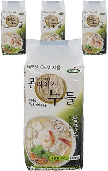 MORN 라이스누들 비빔국수용, 250g, 4개