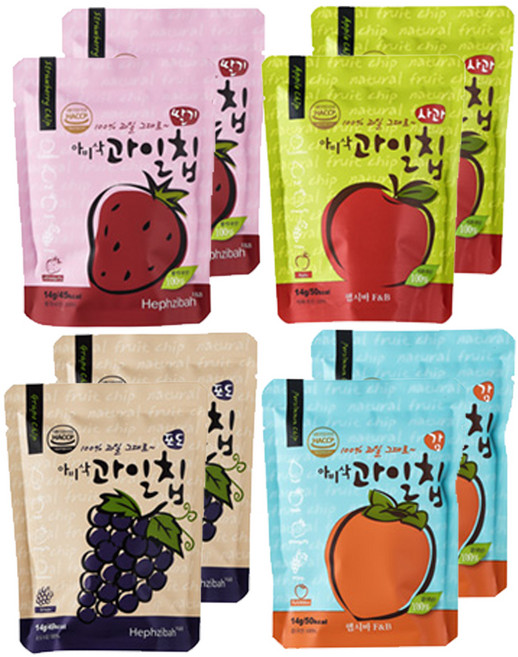 아비삭 새콤달콤 과일칩 세트 4종세트, 2세트, 14g