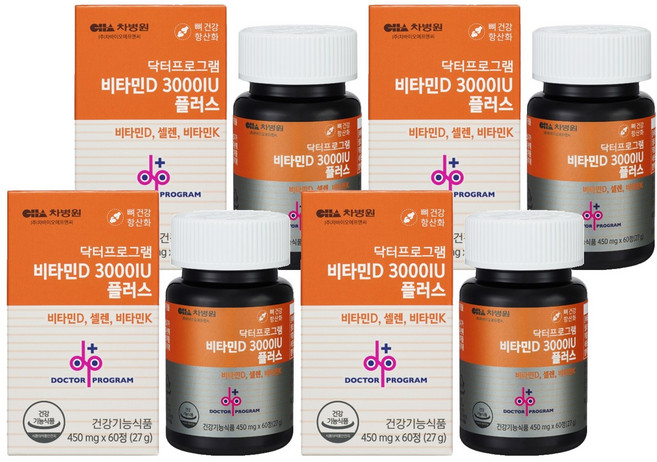 닥터프로그램 차병원 비타민D 3000IU 플러스 27g, 60정, 4개