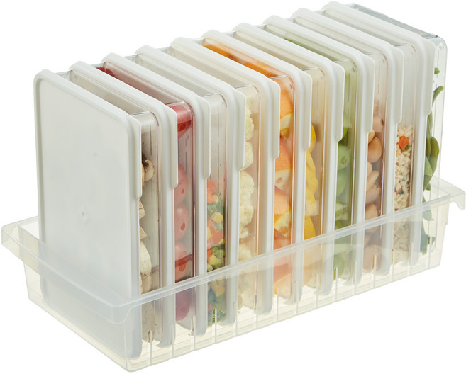 코멧 키친 냉장고 정리 트레이 + 납작 용기 600ml x 10p 세트, 1세트