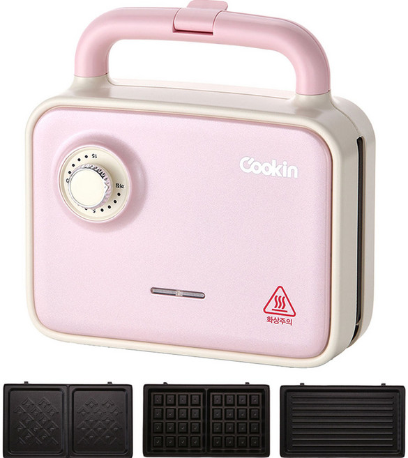 쿠킨 2구 타이머 샌드위치 와플메이커, KFW-JT1000DBCP