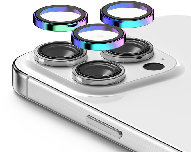 케이엠디자인 강화유리 메탈링 카메라 렌즈 보호필름 오로라, 1세트