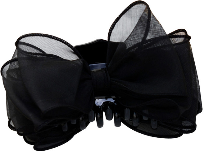 HanNal 雪紡蝴蝶結盤髮髮夾 中尺寸