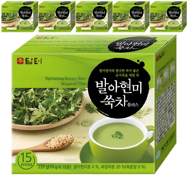 담터 발아현미 쑥차 플러스, 15g, 15개입, 6개