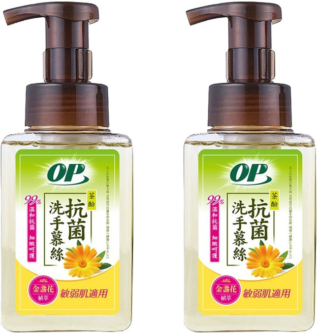 OP 茶酚洗手慕絲 金盞花植萃 敏弱性肌膚適用, 370g, 2瓶