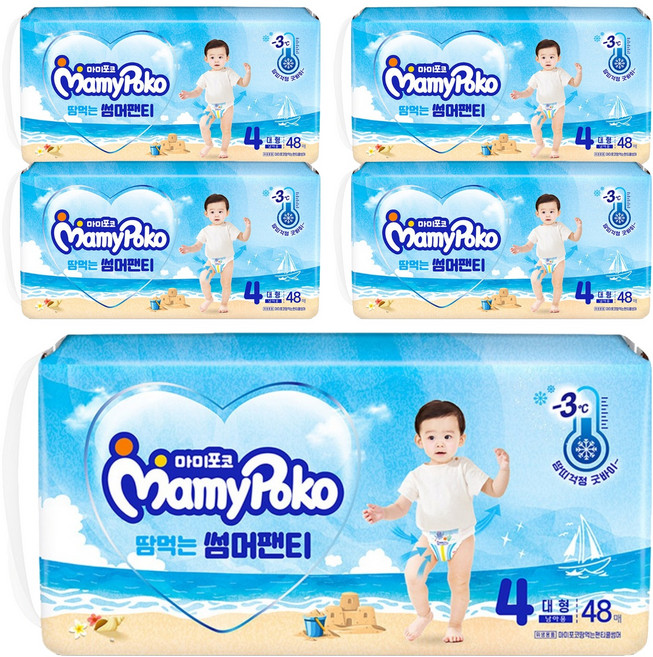 마미포코 땀먹는 썸머팬티 기저귀 남아용, 4단계, 240매