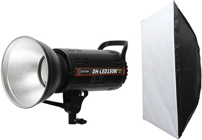 대한 유튜브 개인 1인 아프리카 라이브 인터넷 강의 틱톡 휴대용 방송 촬영 조명 썬빔라이트 + 보웬스 마운트 호환 소프트박스 세트, 1세트, DH-LED150W(썬빔라이트)