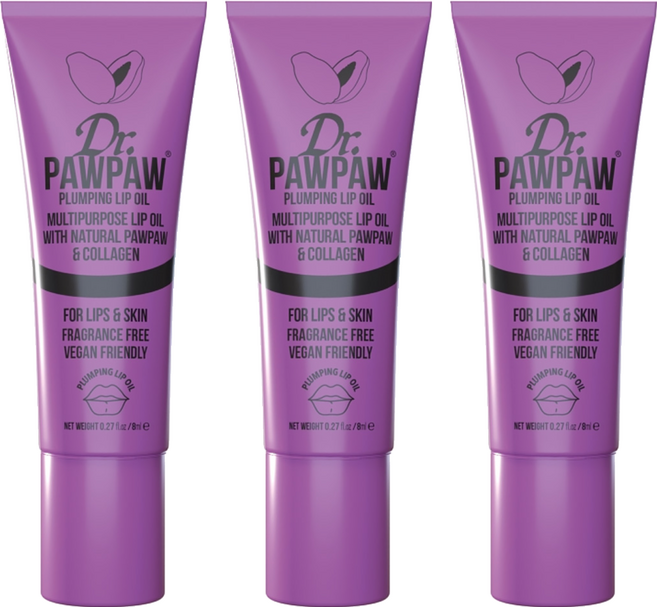 Dr.PAWPAW 台灣公司貨 豐潤唇部精華油(英國木瓜霜 護唇膏), 透明色/果香, 8ml, 3個