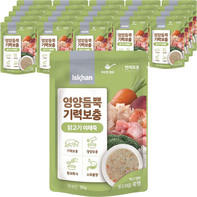 이즈칸 고양이 영양듬뿍 기력보충, 닭고기야채죽, 80g, 24개