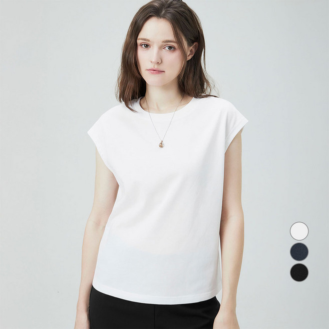 ELLEPARIS 여성용 쿨터치 프리미엄 캡슬리브 티셔츠