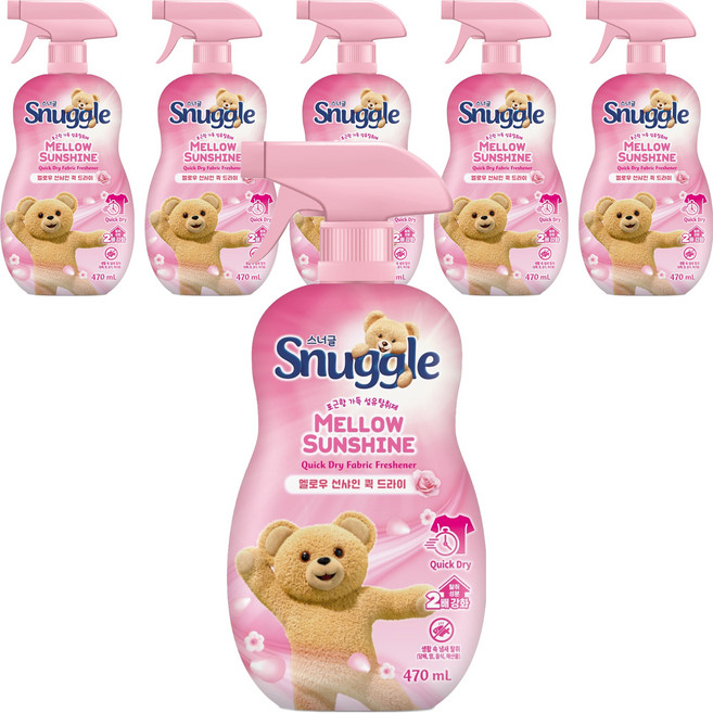스너글 멜로우 선샤인 퀵 드라이 섬유탈취제 본품, 470ml, 6개