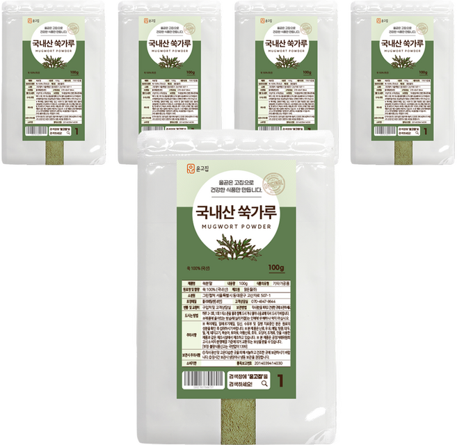 윤고집 쑥가루, 100g, 5개