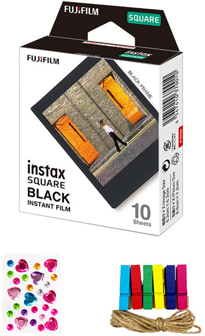 instax 拍立得 square底片 黑框 10張+隨機贈品, 1套, 單品