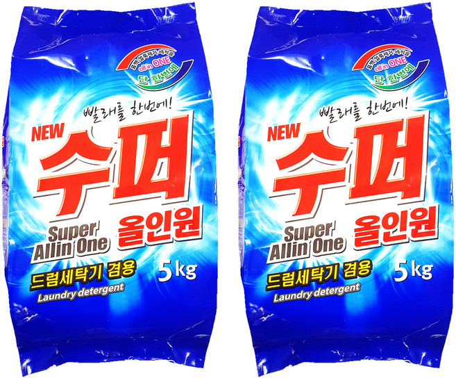 수퍼 올인원 드럼세탁기 겸용 일반세탁세제 리필, 5kg, 2개
