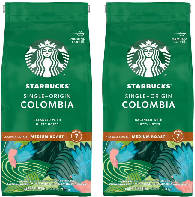 스타벅스 싱글오리진 콜롬비아 원두커피, 커피메이커, 200g, 2개
