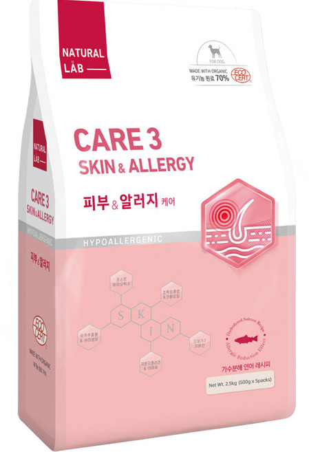 네츄럴랩 강아지 케어 유기농 기능성 사료, 피부/피모+알러지, 2.5kg, 1개