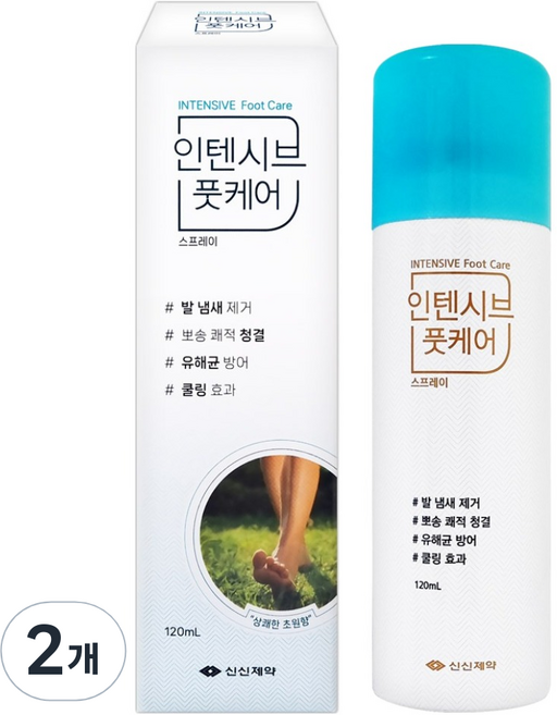 신신제약 발냄새제거 인텐시브 풋케어 스프레이, 2개, 120ml