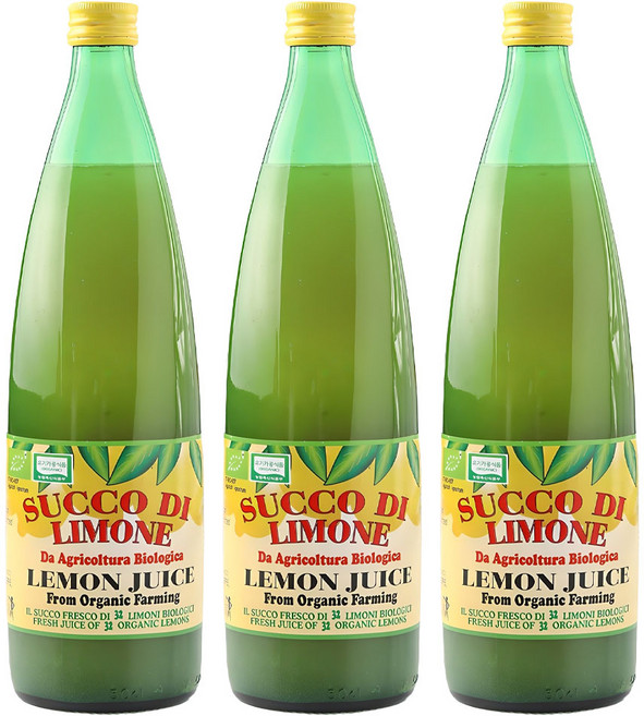 유로푸드 유기농 레몬주스, 1L, 3개