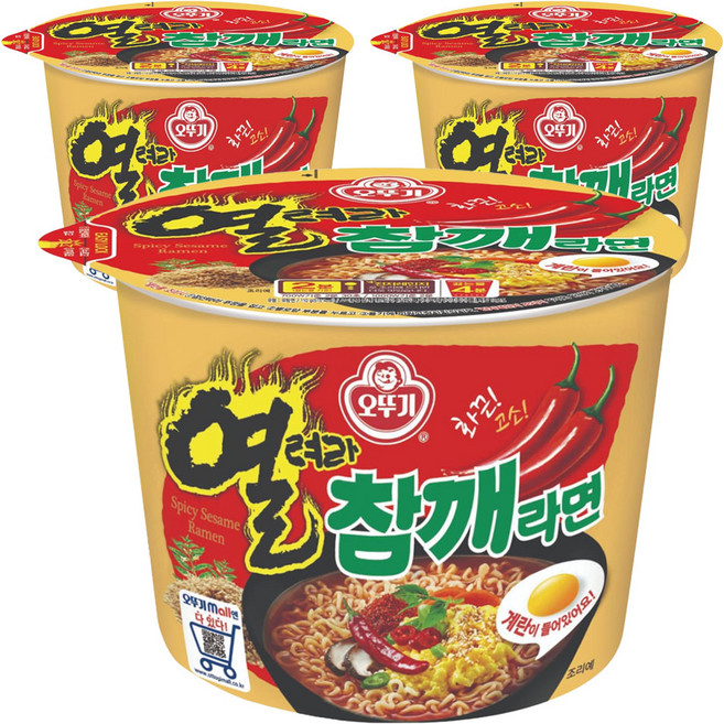 오뚜기 열려라참깨라면 용기 110g, 3개