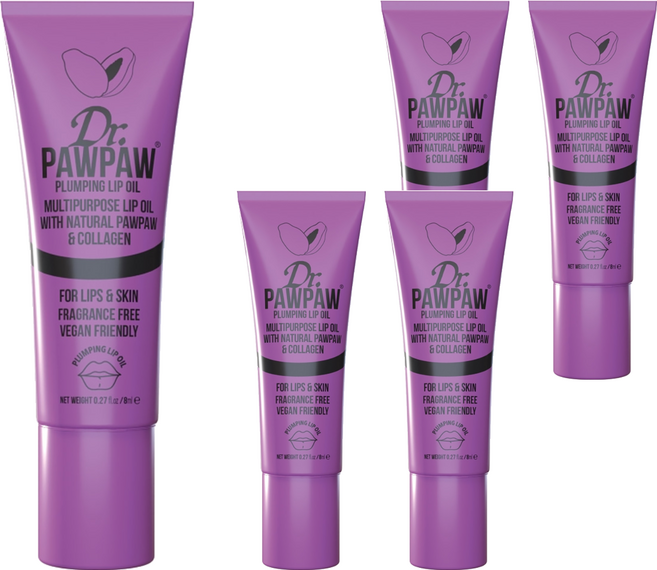 Dr.PAWPAW 台灣公司貨 豐潤唇部精華油(英國木瓜霜 護唇膏), 透明色/果香, 8ml, 5個