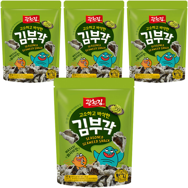 광천김 고소하고 바삭한 김부각 와사비맛, 50g, 4개