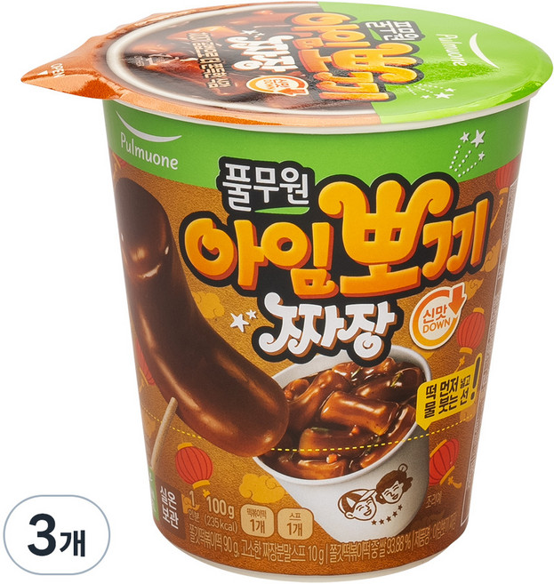 풀무원 아임뽀끼 짜장 떡볶이, 100g, 3개