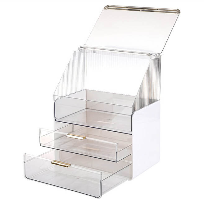 防塵典雅化妝品收納盒 A0052-2, 透明白, 1個