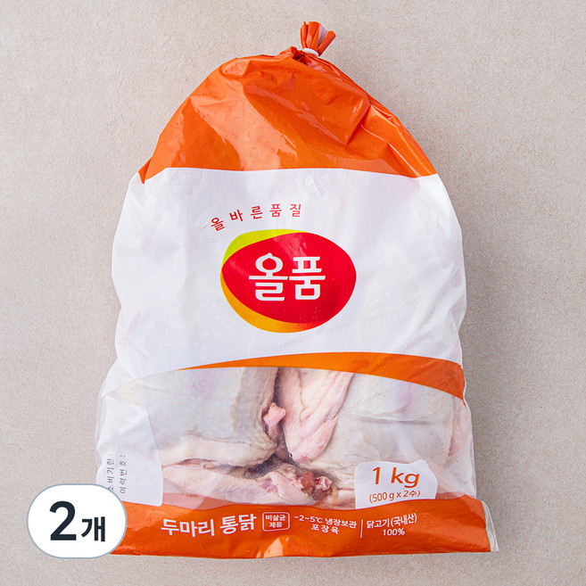 올품 6호 두마리 통닭, 1kg, 2개
