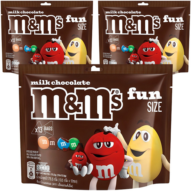 엠앤엠즈 밀크 초콜릿 펀사이즈, 175.5g, 3개