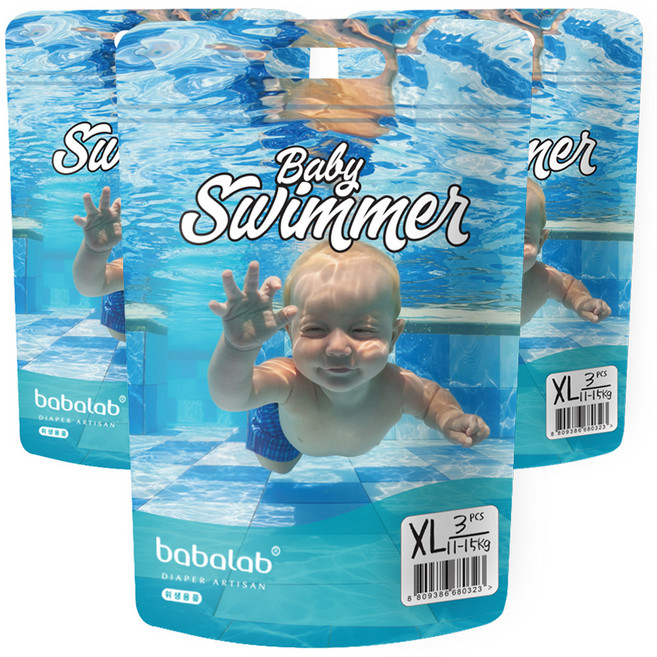 바바랩 팬티형 수영장 기저귀, 특대형(XL), 9매