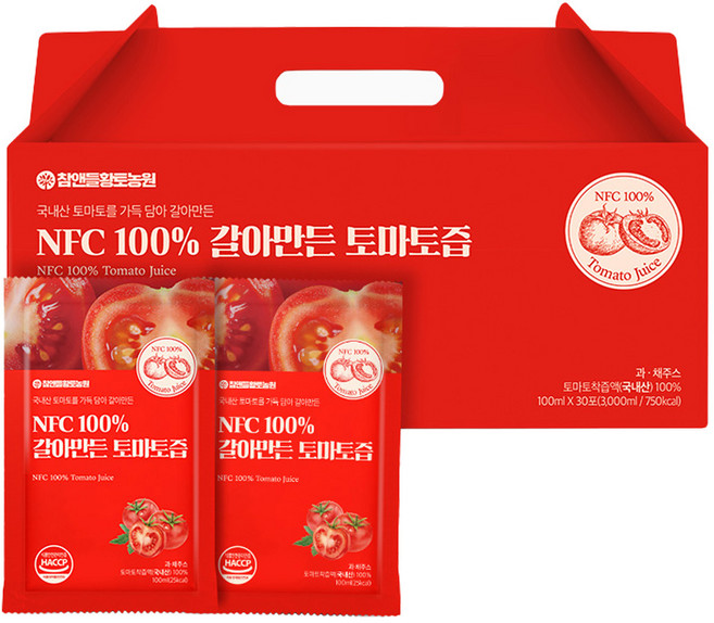 참앤들황토농원 NFC 토마토즙, 100ml, 30개