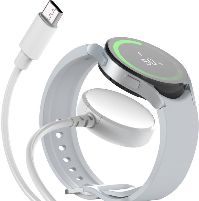 일리온 갤럭시워치 호환 맥세이프 무선 충전기 케이블 충전독, 화이트, 1개