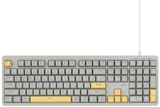 지클릭커 파도프로젝트 제주바다 풀윤활 플런저 무소음 108 유선 키보드, 크레용 옐로우, OPK108, 제조사축